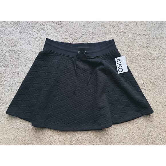 NWT AIKO Black Quilted Skater Skirt Small Dark Academia WhimsiGoth Luxury Fall - Picture 2 of 6